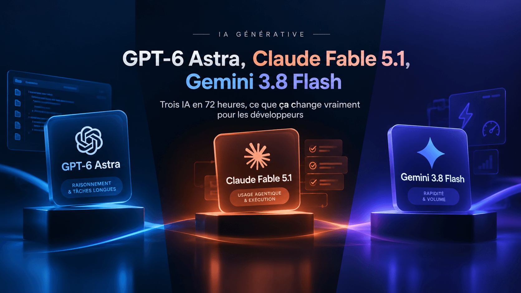 GPT-6 Astra, Claude Fable 5.1, Gemini 3.8 Flash : trois IA en 72 heures, ce que ça change vraiment