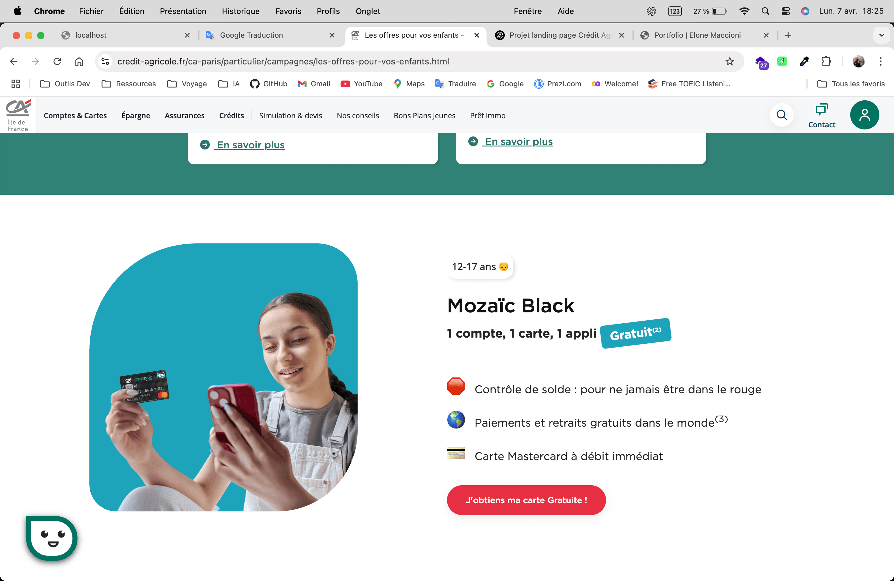 Landing Page destinée aux parents