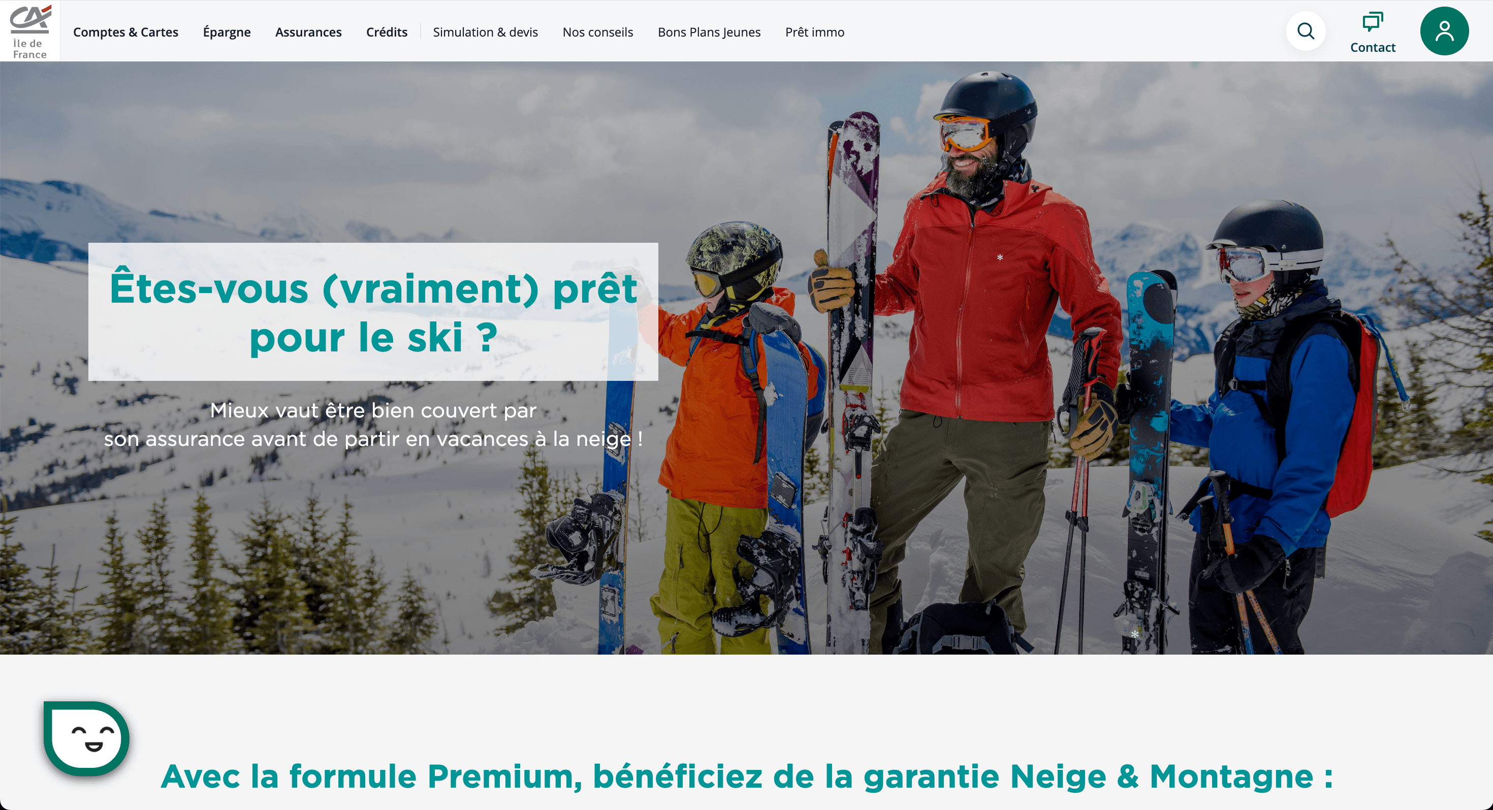 Landing page hivernale avec effet de neige