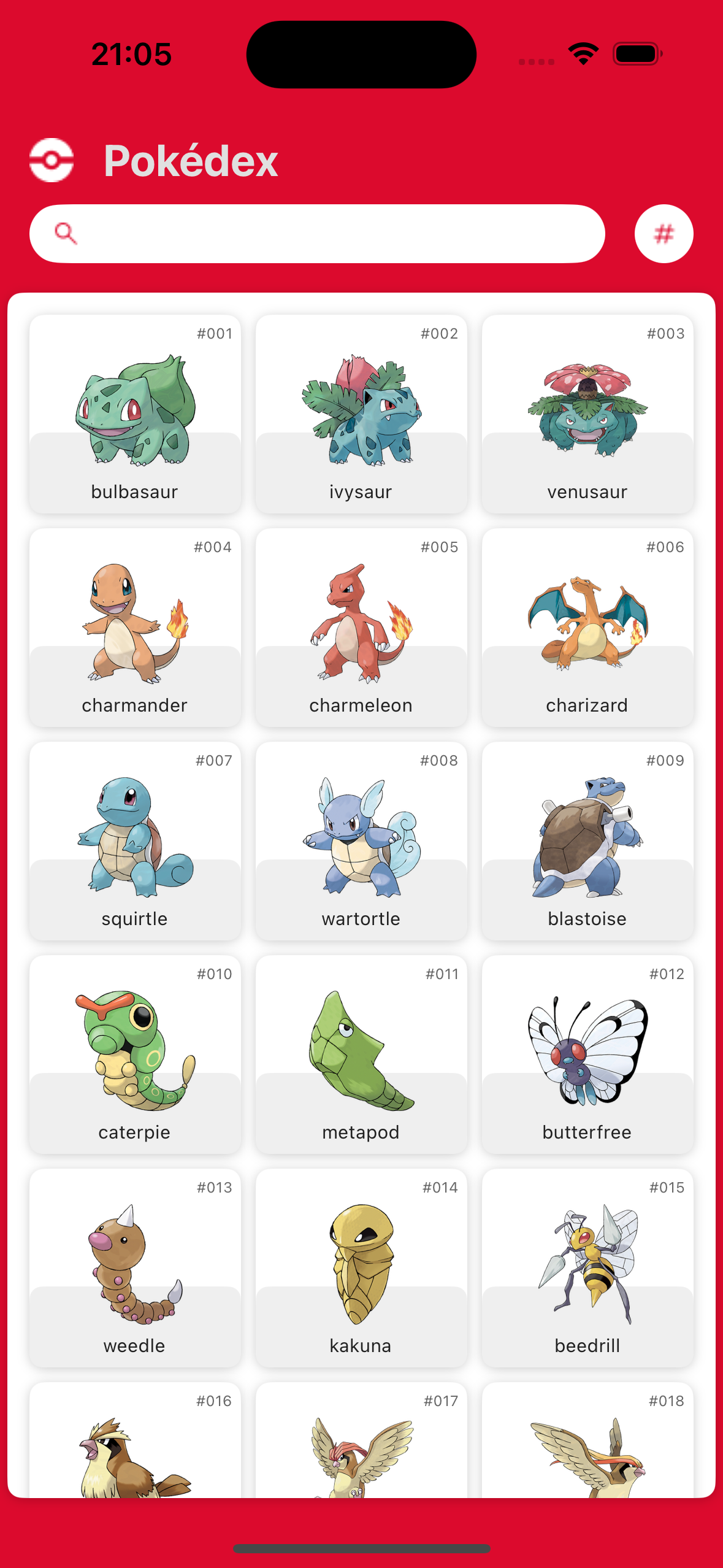 Application mobile Pokémon